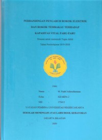 Perbandingan Pengaruh Rokok Elektrik dan Rokok Tembakau terhadap Kapasitas Vital Paru-Paru