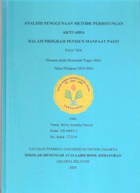 Analisis Penggunaan Metode Perhitungan Aktuaria dalam Program Pensiun Manfaat Pasti