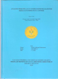Analisis Pemanfaatan Energi Kinetik Hamster sebagai Sumber Daya Listrik