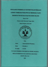 Pengaruh Perbedaan Konsentrasi Perasan Lemon terhadap Keawetan Brokoli yang Disimpan di Kulkas dan di Suhu Ruang