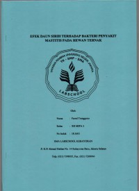 Efek Daun Sirih Terhadap Bakteri Penyakit Mastitis pada Hewan Ternak