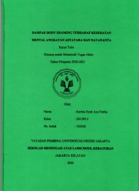 Dampak Body Shaming Terhadap Kesehatan Mental Angkatan Astatara dan Navananta