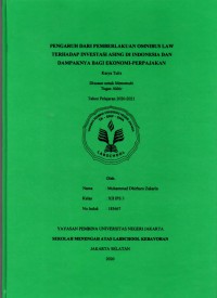 Pengaruh dari Pemberlakuan Omnibus Law Terhadap Investasi Asing di Indonesia dan Dampaknya Bagi Ekonomi Perpajakan