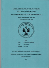 Aplikasi Pengaturan Tekanan Udara pada Media Botol Plastik dalam Pembuatan Alat Musik Sederhana