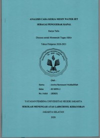 Analisis Cara Kerja Mesin Water Jet sebagai Penggerak Kapal