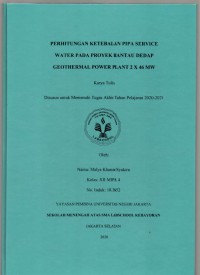 Perhitungan Ketebalan Pipa Service Water pada Proyek Rantau Dedap Geothermal Power plant 2 x 46 MW