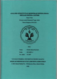 Analisis Efektivitas Modifikasi Sepeda Biasa Menjadi Sepeda Listrik