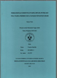 Perbandingan Emisivitas Warna Hitam Putih  dan Tiga Warna Primer Pasca Paparan Sinar Matahari