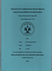 Pemanfaatan Limbah Kulit Pisang sebagai Bahan Dasar Pembuatan Kertas Seni