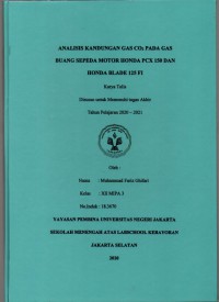 Analisis Kandungan Gas CO2 pada Gas BuangSepeda Motor Honda PCX 150 dan Honda Blade 125 FI