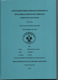 Survei Birth Order terhadap kemampuan Pengambilan Keputusan terhadap Angkatan Vastagana