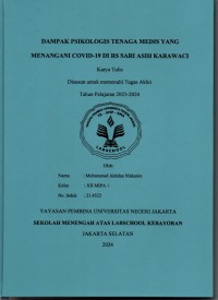 Dampak Psikologis Tenaga Medis yang Menangani Covid-19 di RS Sari Asih Karawaci