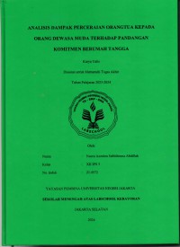 Analisis Dampak Perceraian Orangtua kepada Orang Dewasa Muda terhadap Pandangan Komitmen Berumah Tangga