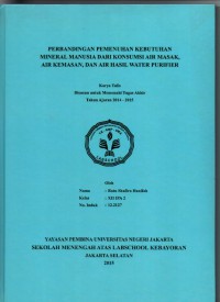 Perbandingan Pemenuhan Kebutuhan Mineral Manusia Dari Konsumsi Air Masak, Air Kemasan, Dan Air Hasil Water Purifier