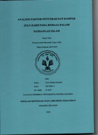 Image of Analisis Faktor Penyebab dan Dampak Self-Harm pada Remaja dalam Pandangan Islam