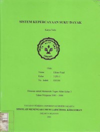 Sistem Kepercayaan Suku Dayak