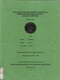 Pengaruh Faktor Musiman Hari Raya Terhadap Kenaikkan Harga Barang Konsumsi