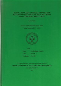 Bahaya Penyakit Anorexia Nervosa dan Keterkaitannya dengan Pola Diet Siswi SMA Labschool Kebayoran