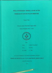 Pola Interaksi Sosial Anak Autis Terhadap Lingkungan Sekitar