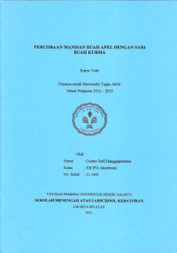 Percobaan Manisan Buah Apel dengan Sari Buah Kurma