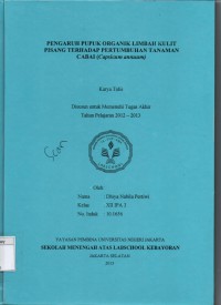 Pengaruh Pupuk Organik Limbah Kulit Pisang Terhadap Pertumbuhan Tanaman Cabai (Capsicum Annuum)