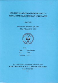 Sintaksis pada Bahasa Pemrograman C++ dengan Studi Kasus Program Kalkulator