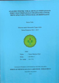 Analisis Teknik Vokal dengan Pernafasan Perut dan Pernafasan Diafragma Untuk Mencapai Nada Tinggi dalam Bernyanyi