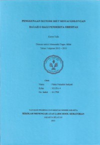 Penggunaan Metode Diet Sesuai Golongan Darah O Bagi Penderita Obesitas