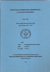 Penggunaan Teknologi 3 Dimensi pada Layar Televisi Rumah