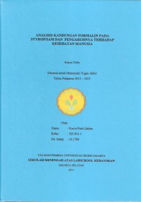 Analisis Kandungan Formalin pada Styrofoam dan Pengaruhnya Terhadap Kesehatan Manusia